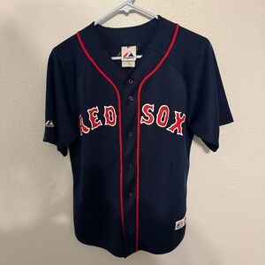 VTG Majestic Boston Red Sox MLB Jersey - Stitched Logo - Navy Blue - Women's S